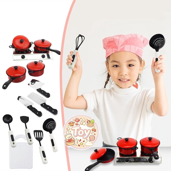 Kitchen Cookware Pretend Playset with Induction Cooktop, Cuttable Fruits Vegetables, Cooking Pretend Play Toys, Role Play Kit, Christmas Birthday Gifts, Toys for Age 3+Toddler Baby Kids Boys Girls