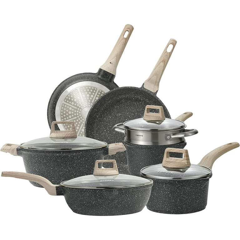 11 Piece Nonstick Cookware Sets Granite Non Stick Pots Pans Set