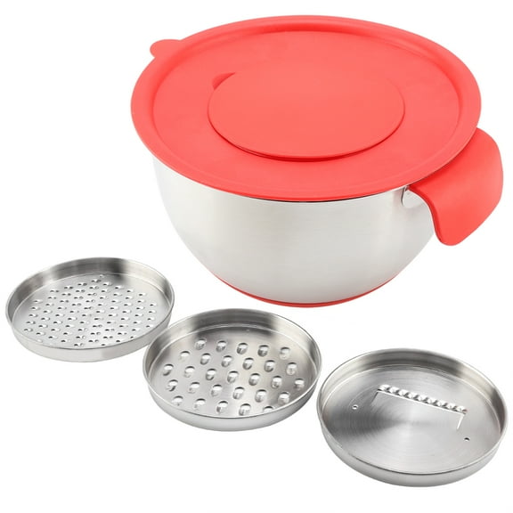 Kitchen Cookware for Efficient Mixing 20cm Stainless Steel Salad Bowl w/ Handle & Grater Lid Sarapandan