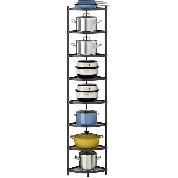 Kitchen Corner Shelf Rack, Multi-layer Pot Rack Storage Organizer Stainless Steel Shelves Shelf Holder (6 Tier-2)