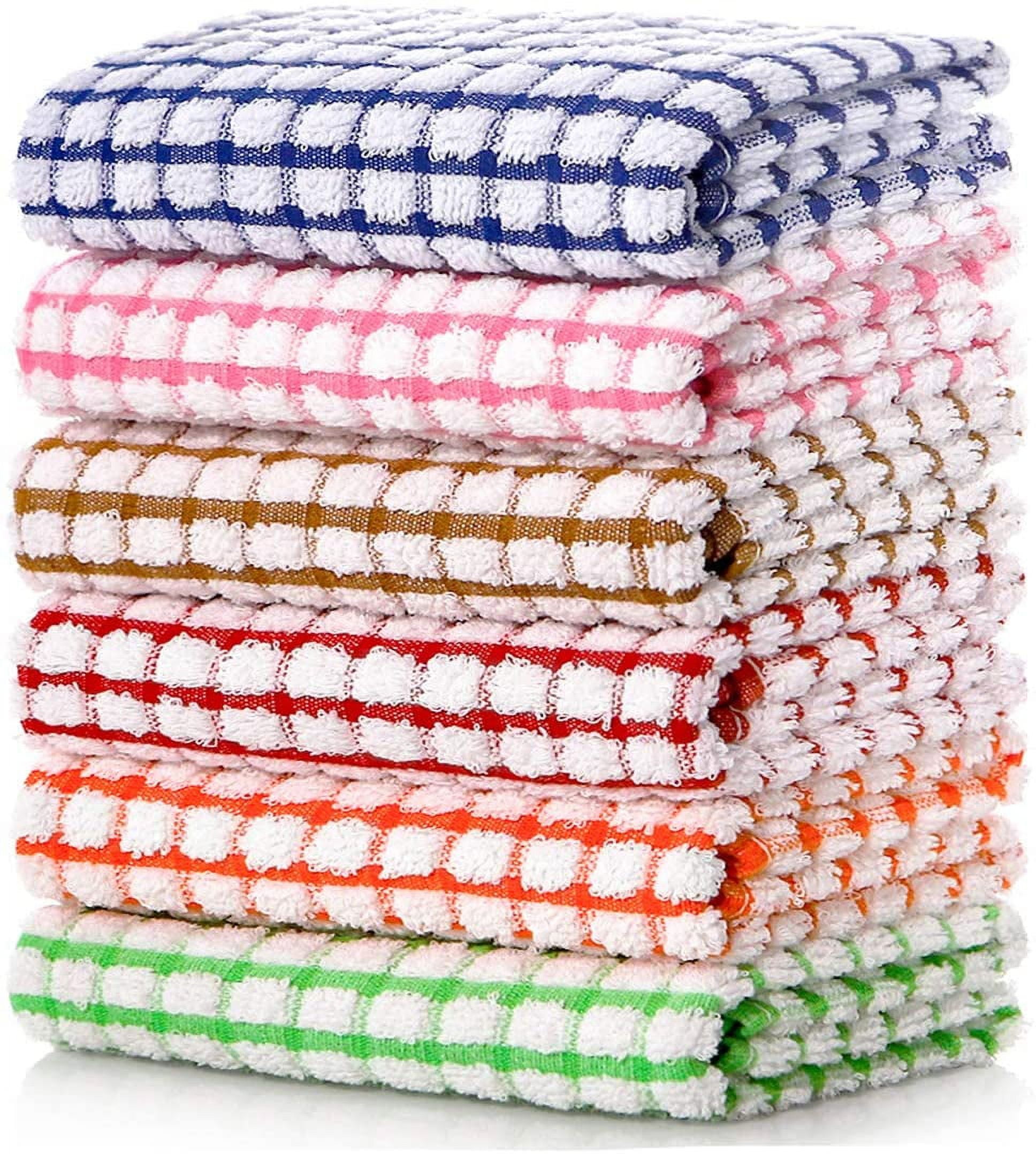 Kitchen Cotton Dish Towels 6 Pack 16x25 Inch Absorbent Durable Dish Cloths for Drying and Cleaning