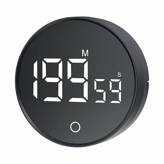 Kitchen Countdown Timer with Magnetic Backing - 199-Minute Digital Clock, 3 x AAA Battery Powered, Black