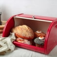 thumbnail image 1 of Kitchen Counter Bread Box, Metal Bread Storage Container with Roll Top Lid, Red, 1 of 3