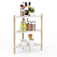 thumbnail image 1 of Kitchen Counter Shelf Organizer - 3 Tier Spice Rack Free-Standing Bamboo Corner Shelf Countertop Organization (Nature-White), 1 of 4