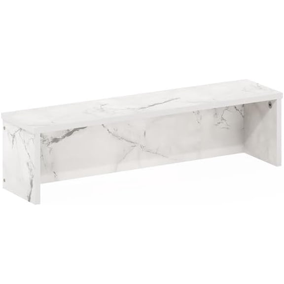 Kitchen Counter Shelf Organizer - Stackable Storage Rack - Marble White Composite Wood - Easy Assembly 16 Inches