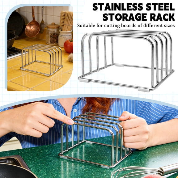 Kitchen Counter Storage Rack, Stainless Steel Cutting Board, Cutting Board Organizer, Cutting Board Storage, 1-Piece 6X6X3.5 in Countertop Cutting Board Holder with Non-Slip Foot