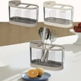 thumbnail image 1 of Kitchen Countertop Chopstick Cage, Transparent 3-Compartment Cutlery Organizer, Drainable Hollow Design, Plastic Utensil Holder for Spoons, Forks, Spatulas, White, 20x14x9cm, 1 of 6