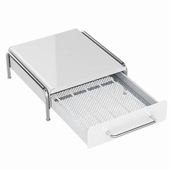 Kitchen Countertop Coffee Pod Holder With Drawer Carbon Steel Capsule Organizer for Pods, Tea Bags, White