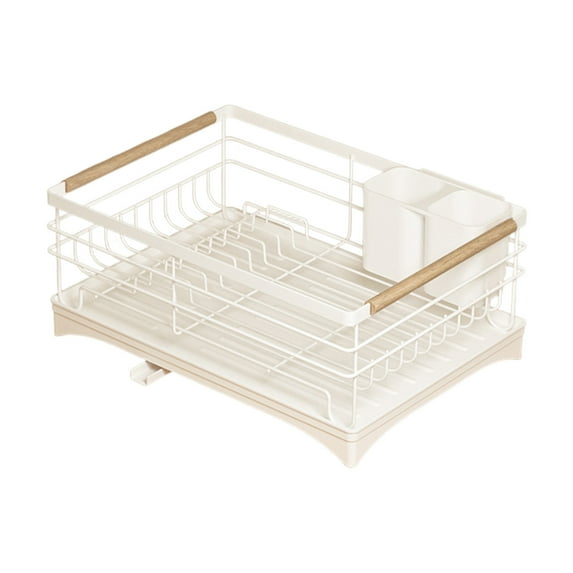Kitchen Countertop Draining Bowl Rack - Wire Iron Material, Waterproof & Sturdy, Detachable Modular Design with Drip Tray and Utensil Holders for Kitchen Organization and Tidy Dish Storage