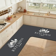 Kitchen Countertop L-Shaped Diatomaceous Floor Mat - Absorbent Oil-Resistant Knife and Fork Print Rug for Sink Area Kitchen Decor