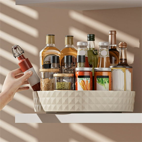 Kitchen Countertop Multifunctional Soy Bottle and Jar Organizer, Rotating Seasoning Shelf for Efficient Spice Storage