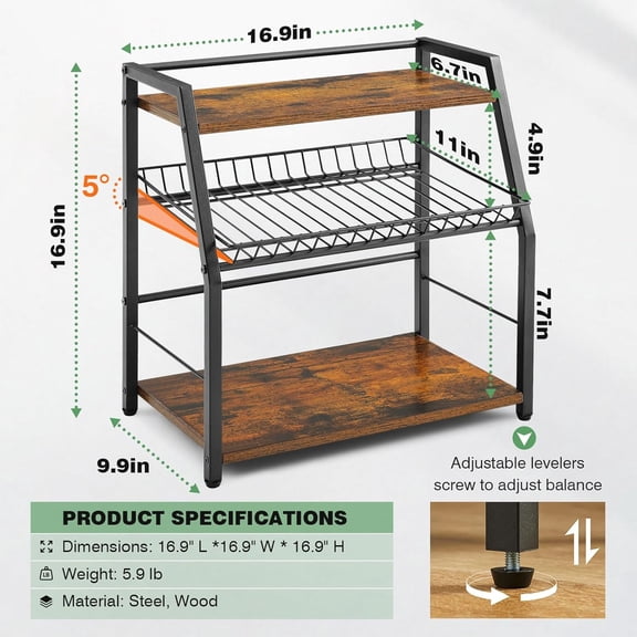 Kitchen Countertop Organizer, Snack Organizer Candy Display Stand Coffee Station Organizer, 3 Tier Wooden Counter Storage for Soda Cans Condiment Tea, for Pantry Office Bathroom, White (Black)