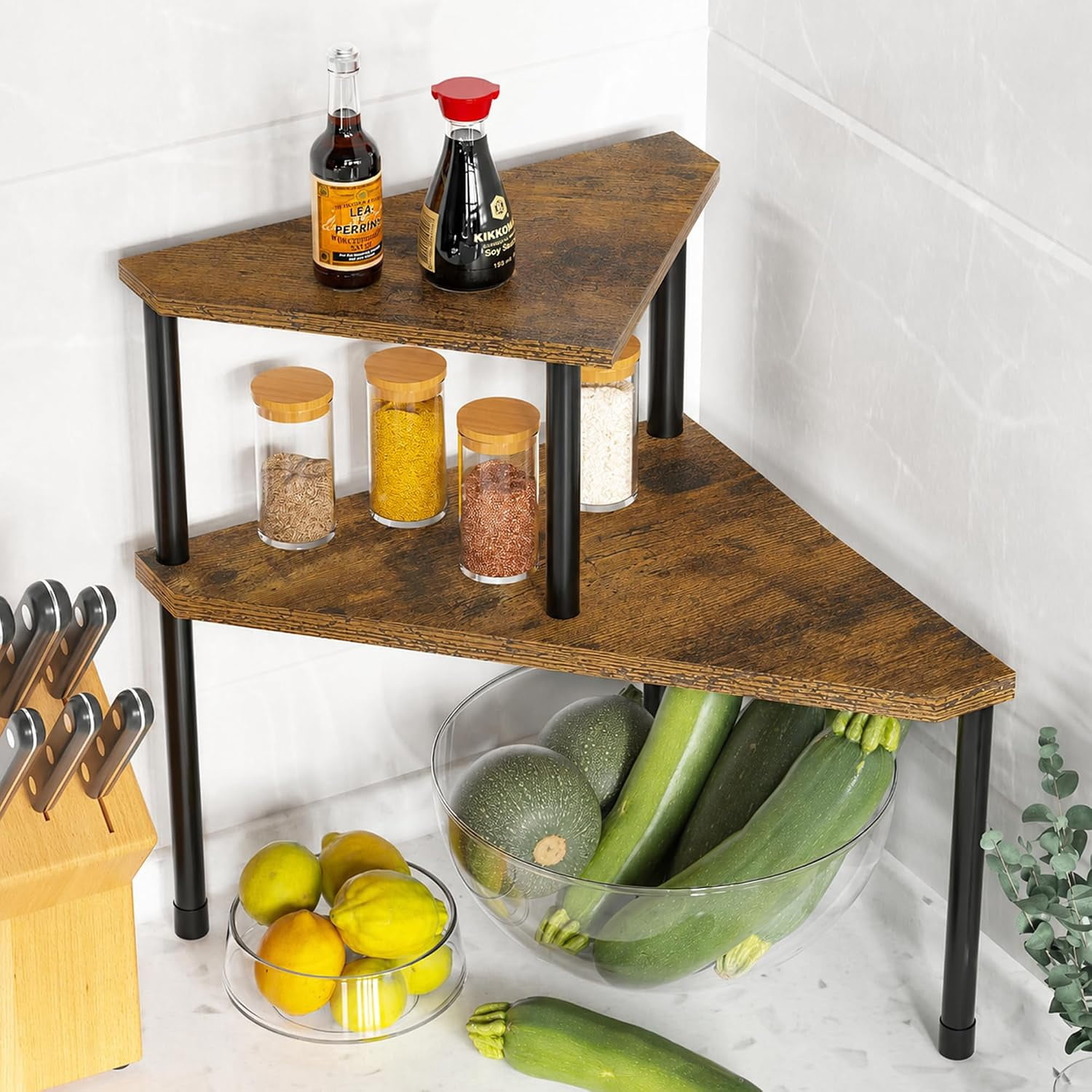 Kitchen Countertop Organizer Spice Rack for Salt, Bathroom Counter ...