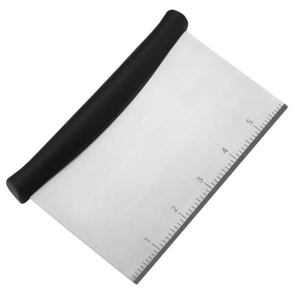Kitchen Countertop Scraper and Cutter, Ideal Baking Tool from Stainless Steel for Dough Cutting - Dough Scraper for Cake Pizza Bread and Pastry, Polishing Stone (F)