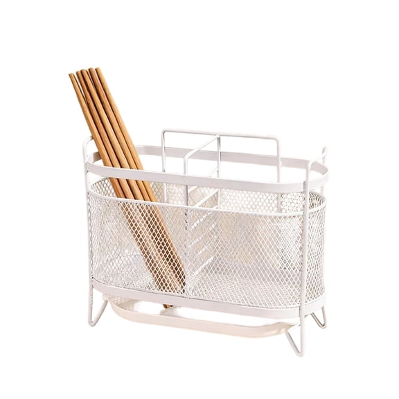 Kitchen Countertop Storage Rack, Square Chopstick Holder, Round Utensil Caddy for Forks and Knives, Culinary Tool Drying Stand, Kitchen Organizer, Beige
