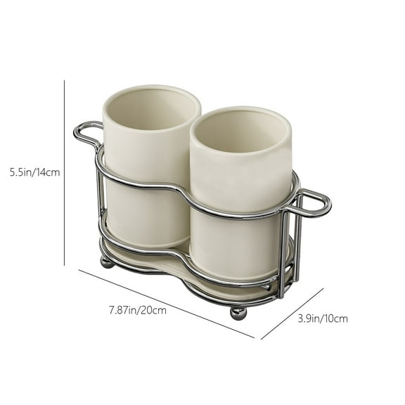 Kitchen Countertop Tableware Storage Tube, Stand Knife and Spoon Drying Rack, Kitchen Tool Caddy, Stainless Steel Cutlery Organizer(White)