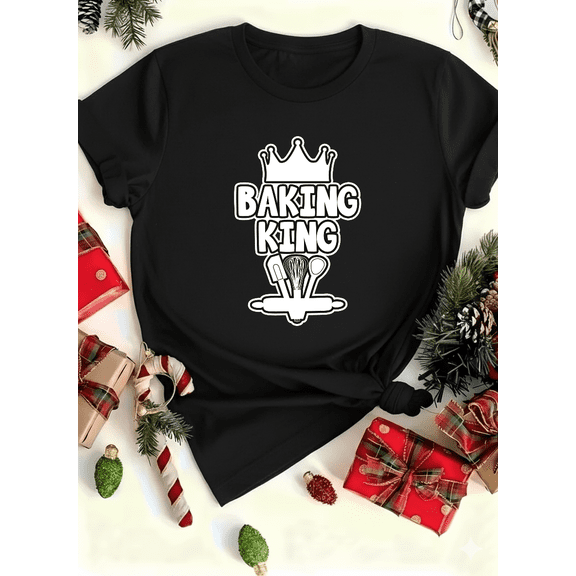 Kitchen Craft Humor Baking King Foodie Graphic Art Unisex T-Shirt up to size 5XL
