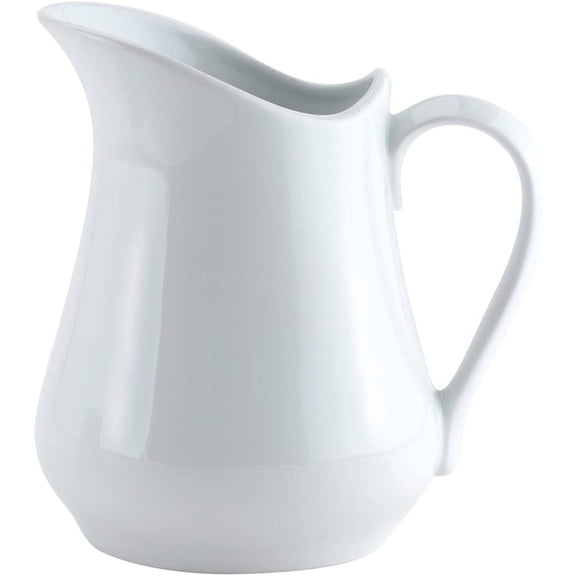 Kitchen Creamer Pitcher With Handle, Fine Porcelain, 8-Ounce Capacity, For Coffee, Tea, Dressings, Sauces
