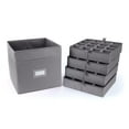 thumbnail image 1 of Kitchen Cube Glassware Storage Bin - Durable Polyester, Adjustable Compartments, Sturdy Interior Walls, ID Window, Kitchen Storage, Graphite, 1 of 7