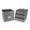 thumbnail image 1 of Kitchen Cube Glassware Storage Bin - Durable Polyester, Adjustable Compartments, Sturdy Interior Walls, ID Window, Kitchen Storage, Graphite, 1 of 8