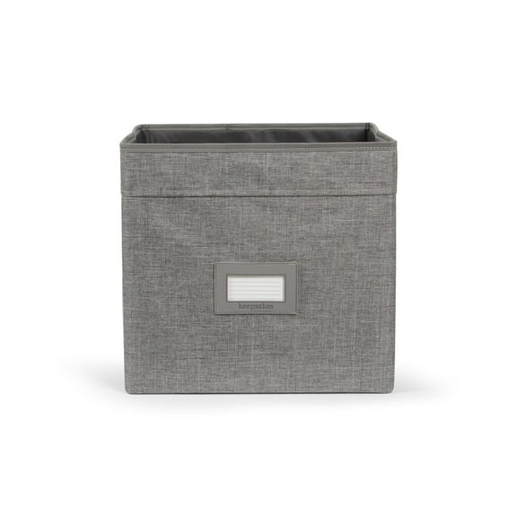 Kitchen Cube Storage Bin - Durable Polyester, Sturdy Interior Walls, ID Window, Kitchen Storage, Grey Heather