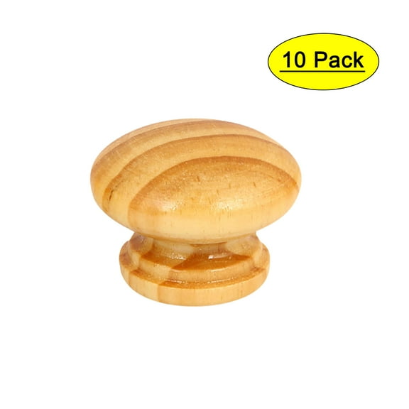 Unique Bargains Kitchen Cupboard Furniture Door Wooden Pull Knob Grip Handle Khaki 35x26mm 10Pcs