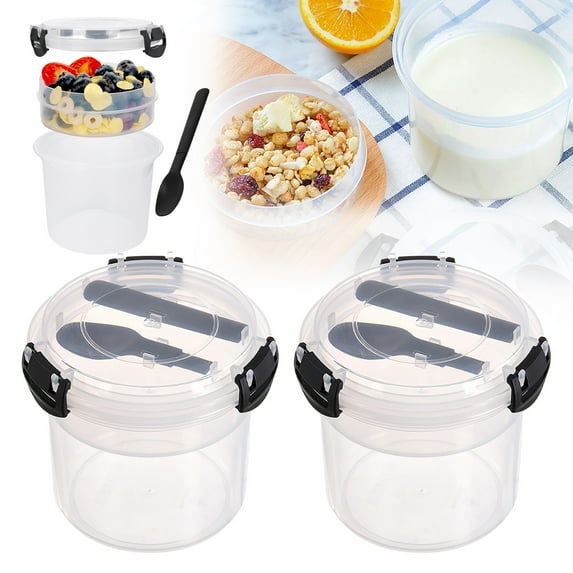 Kitchen Cups Clearance! 3Pc Portable Reusable Parfait Cups with Lids Yogurt Cup with Topping Cereal or Oatmeal Container Leak Proof Breakfast on The Cups 20Oz for Meal Pre Protion 3*Salad Cup