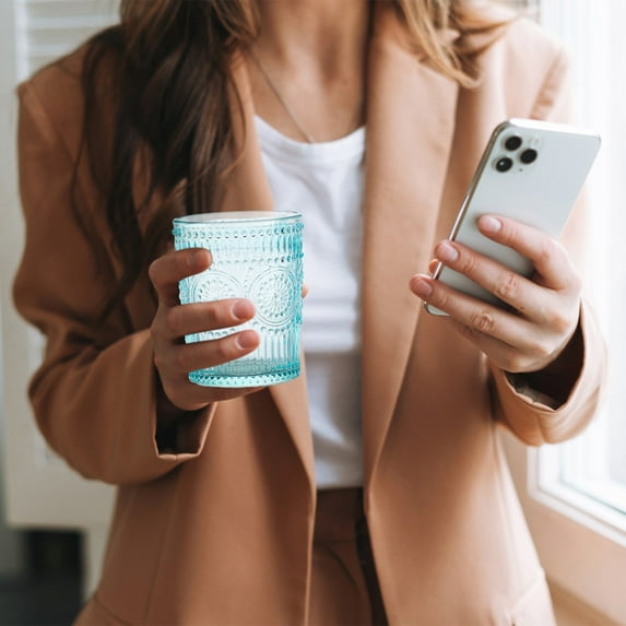 Kitchen Cups Clearance! Blue Drinking Glasses Set of 1 Vintage Glassware for Mixed Drinks Beverage Water and Juice