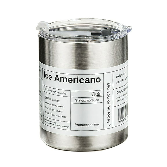 Kitchen Cups, Glass&Bottle - Dienrx American Stainless Steel Coffee Cup Portable High Value Takeaway Accompanying Cup Insulation Water Cup with Straw Latte Cup, 1X Cup