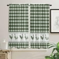 thumbnail image 1 of Kitchen Curtain 2 Panels Curtains 63 Inch Length, Farmhouse Rooster Checkered Curtains Rod Pocket Curtains Window Drapes Treatment Window Cafe Curtains Watercolor Green and White Plaid 42x63x2, 1 of 5