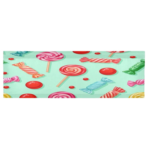 Kitchen Curtain Light Filtering Window Valance Curtain for Living Room Bedroom Balcony Door Decor Mint Festive Candy Lollipop