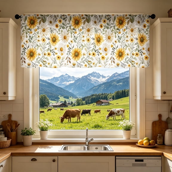 Kitchen Curtain Sets for Windows 54"x18", Half Window Short Curtain Light Filtering Washable Curtain for Kitchen Bathroom Small Window Home Decor