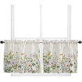 thumbnail image 1 of Kitchen Curtain Tiers Valance, Flower Spring Wildflowers Vintage Farm Watercolor Floral Leaf Plant Short Rod Pocket Window Curtain for Bedroom, Bathroom, 2 Panel, 27.5" W x36 L, 1 of 5