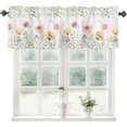thumbnail image 1 of Kitchen Curtain Valance, Flower Spring Wildflowers Farm Floral Leaf Plant Short Rod Pocket Window Curtain for Bedroom, Bathroom, 1 Panel, 54" W x 18" L, 1 of 6