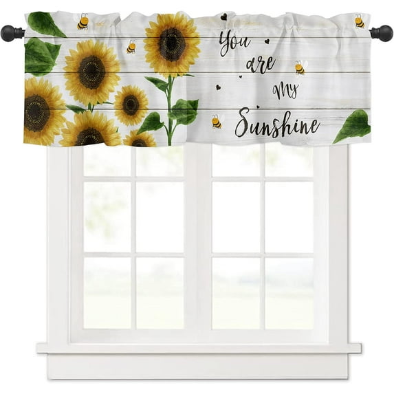 Kitchen Curtain Valance for Kitchen and Bathroom Room Darkening Rod Pocket Window Treatment Valance,Sunflowers You are My Sunshine 1 Panel, 54 x 18 Inch