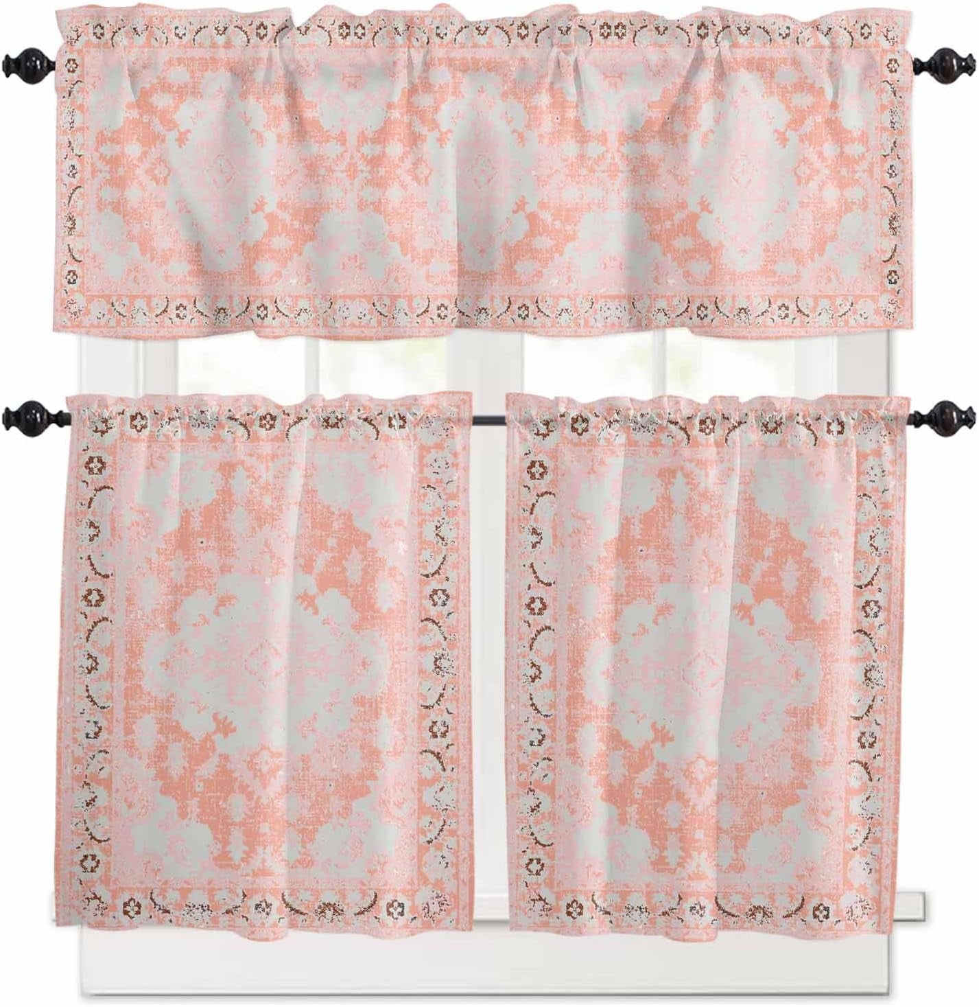 Kitchen Curtain Valance and Tiers Set Boho Bohemia 3 Pc Window ...