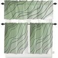 thumbnail image 1 of Kitchen Curtain Valance and Tiers Set Geometric Gradient 3 Pc Window Treatment Sage Green Ombre 3 Pieces Rod Pocket Valance Set for Small Windows Bedroom, 54 in x 24 in, 1 of 6