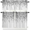 thumbnail image 1 of Kitchen Curtain Valance and Tiers Set Gray Eucalyptus 3 Pc Window Treatment Watercolor Leaves 3 Pieces Rod Pocket Valance Set for Small Windows Bedroom, 54 in x 36 in, 1 of 6