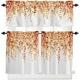 thumbnail image 1 of Kitchen Curtain Valance and Tiers Set Orange Eucalyptus 3 Pc Window Treatment Watercolor Leaves 3 Pieces Rod Pocket Valance Set for Small Windows 54 in x 36 in, 1 of 6