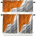 thumbnail image 1 of Kitchen Curtain Valance and Tiers Set Orange Grey Modern Geometric 3 Pc Window Treatment Abstract Ombre 3 Pieces Rod Pocket Valance Set for Small Windows Bedroom 54 in x 36 in, 1 of 5