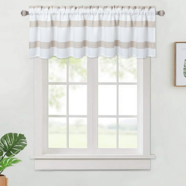 Kitchen Curtain Valance, Waffle Weave Textured Valance Curtains for ...