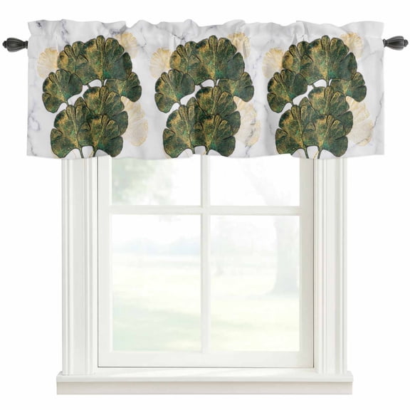 Kitchen Curtain Valances for Windows,Abstraction Almond Leaves Rod Pocket Small Valance Short Window Treatment for Bedroom Bathroom Living Room,42"x12"