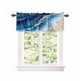 thumbnail image 1 of Kitchen Curtain Valances for Windows,Modern Abstract Beach Sand Wave Rod Pocket Small Valance Gold Blue Marble Texture Short Window Treatment for Bedroom Bathroom Living Room,54"x18", 1 of 9