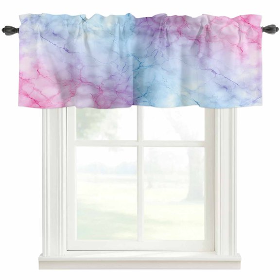 Kitchen Curtain Valances for Windows,Natural Marble Agate Stone Texture Rod Pocket Small Valance Short Window Treatment for Bedroom Bathroom Living Room,54"x18"