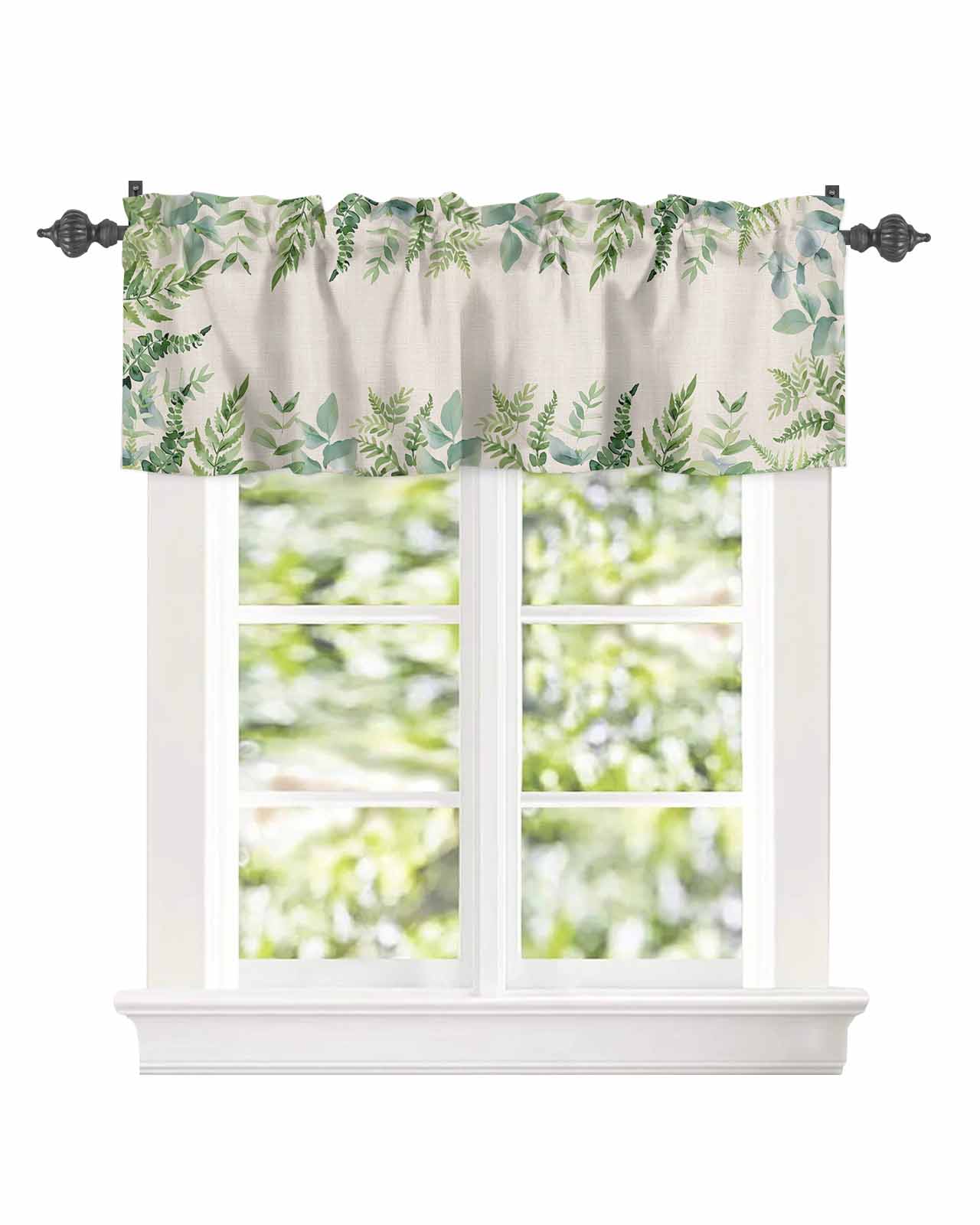 Kitchen Curtain Valances for Windows,Summer Eucalyptus Leaf Vintage ...