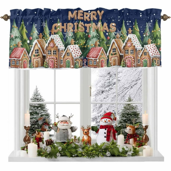 Kitchen Curtain Valances for Windows,Abstract Gingerbread Candy Rod Pocket Small Valance Panel