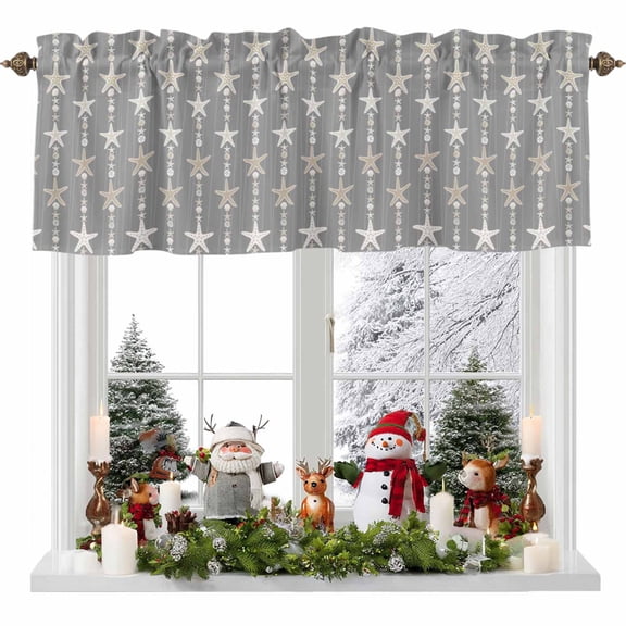 Kitchen Curtain Valances for Windows,Abstract Star Art Rod Pocket Small Valance