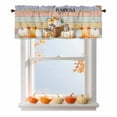 thumbnail image 1 of Kitchen Curtain Valances for Windows,Thanksgiving Pumpkin Autumn Maple Leaf Owl Rod Pocket Small Valance Colorful Stripes,42"x12", 1 of 9