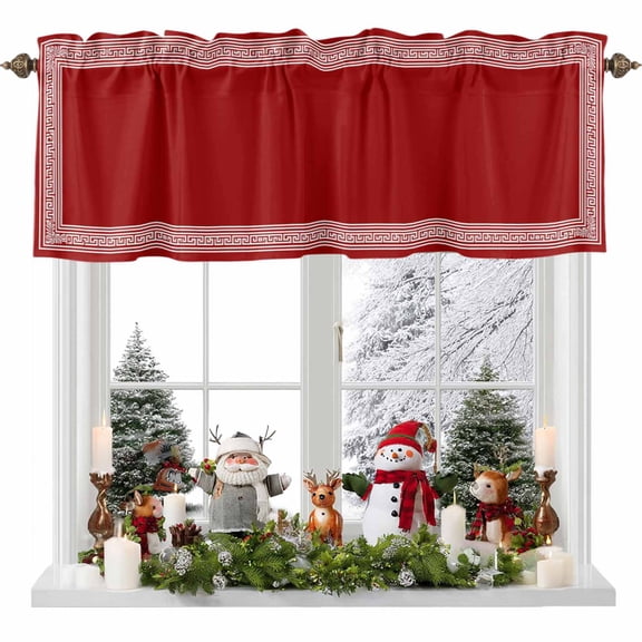 Kitchen Curtain Valances for Windows,Vintage Ethnic Pattern Dark Red Rod Pocket Small Valance