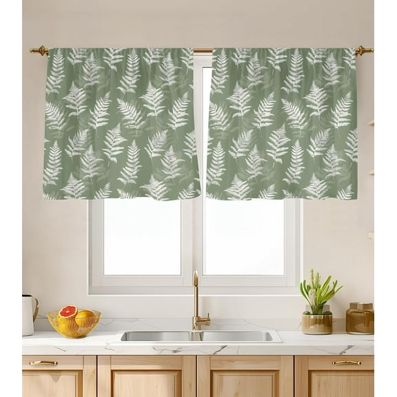 Kitchen Curtains (2 Pcs) Over Sink for Bathroom Window Cafe Basement Cortinas para Cocina Farmhouse Short Mini Curtain Flower Bee Summer Daisy Elegant Country Rustic Modern Cute - 27.5×36"